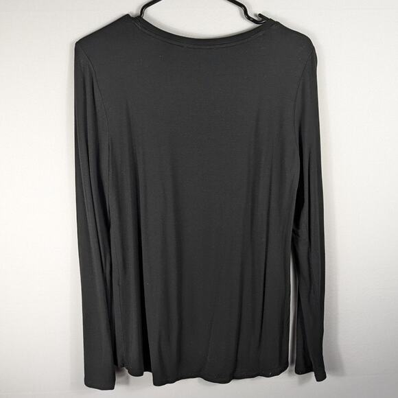 White House Black Market M Black Long Sleeve Scoop Neck Stretch Top Rayon Blend - Picture 4 of 4